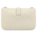 VALENTINO Chain Shoulder Bag Leather White Gold Auth bs34199-3
