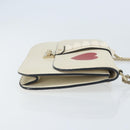 VALENTINO Chain Shoulder Bag Leather White Gold Auth bs34199-4