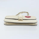 VALENTINO Chain Shoulder Bag Leather White Gold Auth bs34199-9