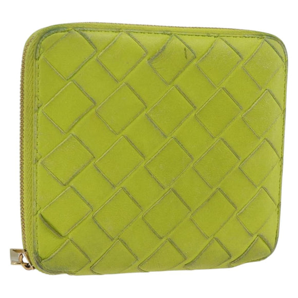 BOTTEGA VENETA INTRECCIATO Bifold Wallet Leather Yellow Gold Auth bs34204