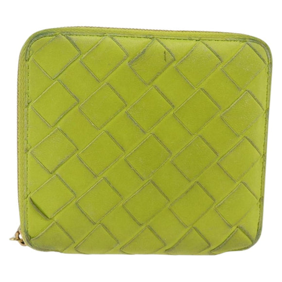 BOTTEGA VENETA INTRECCIATO Bifold Wallet Leather Yellow Gold Auth bs34204