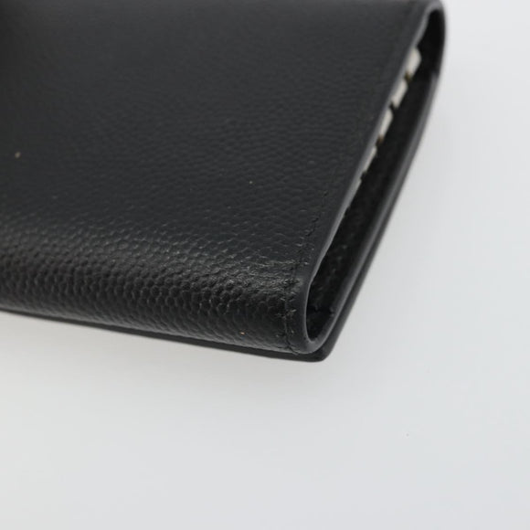 SAINT LAURENT Key Case Leather Black Silver Auth bs34205