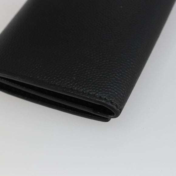 SAINT LAURENT Key Case Leather Black Silver Auth bs34205