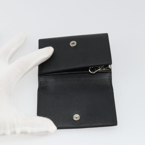 SAINT LAURENT Key Case Leather Black Silver Auth bs34205