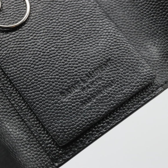 SAINT LAURENT Key Case Leather Black Silver Auth bs34205