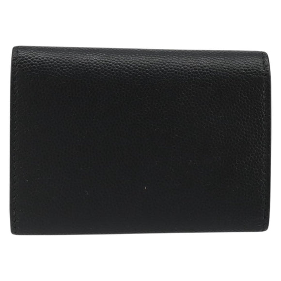 SAINT LAURENT Key Case Leather Black Silver Auth bs34205