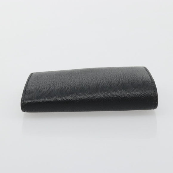 SAINT LAURENT Key Case Leather Black Silver Auth bs34205
