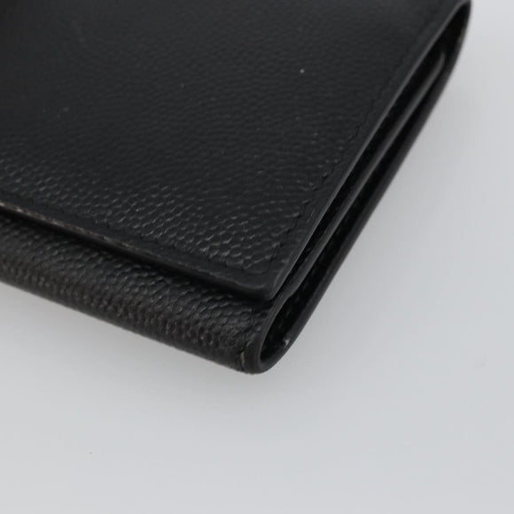 SAINT LAURENT Key Case Leather Black Silver Auth bs34205
