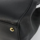 FENDI 2JOURS Hand Bag Leather Black Gold Auth bs34208-14
