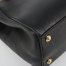 FENDI 2JOURS Hand Bag Leather Black Gold Auth bs34208-15