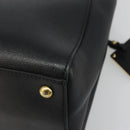 FENDI 2JOURS Hand Bag Leather Black Gold Auth bs34208-16