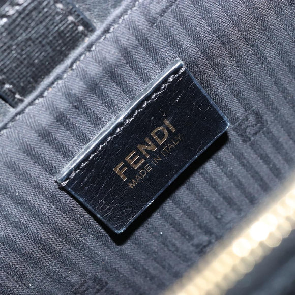 FENDI 2JOURS Hand Bag Leather Black Gold Auth bs34208