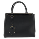 FENDI 2JOURS Hand Bag Leather Black Gold Auth bs34208-13