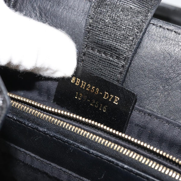 FENDI 2JOURS Hand Bag Leather Black Gold Auth bs34208