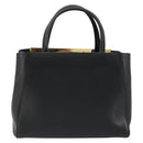 FENDI 2JOURS Hand Bag Leather Black Gold Auth bs34208-2