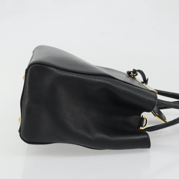 FENDI 2JOURS Hand Bag Leather Black Gold Auth bs34208