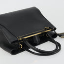 FENDI 2JOURS Hand Bag Leather Black Gold Auth bs34208-6