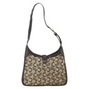 CELINE C Sulky Shoulder Bag Canvas Beige Gold Auth bs34212-2