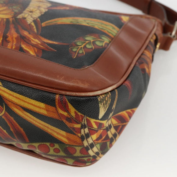 Salvatore Ferragamo Shoulder Bag PVC Leather Brown Gold Auth bs34213