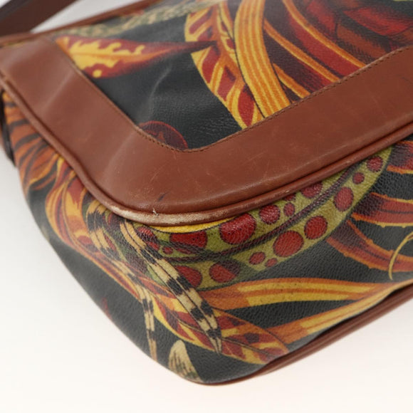 Salvatore Ferragamo Shoulder Bag PVC Leather Brown Gold Auth bs34213