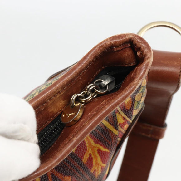 Salvatore Ferragamo Shoulder Bag PVC Leather Brown Gold Auth bs34213