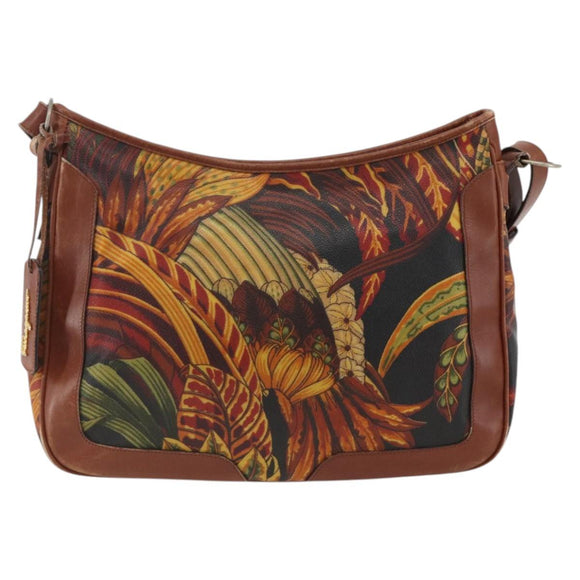 Salvatore Ferragamo Shoulder Bag PVC Leather Brown Gold Auth bs34213