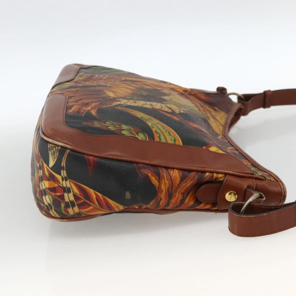 Salvatore Ferragamo Shoulder Bag PVC Leather Brown Gold Auth bs34213