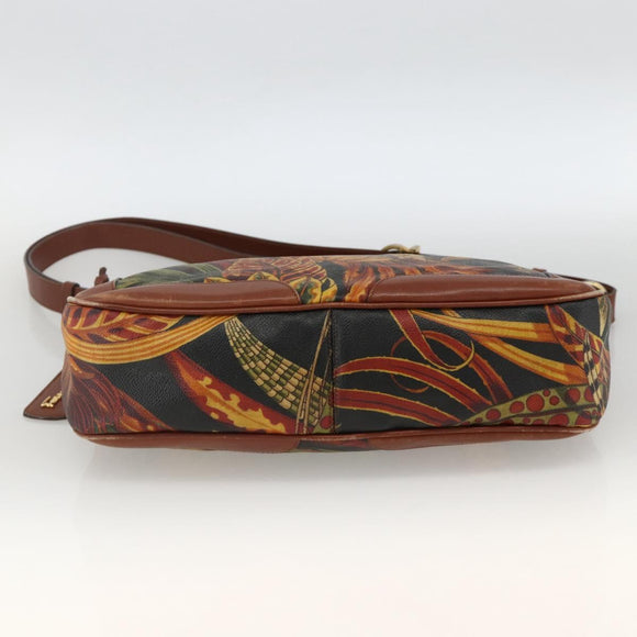 Salvatore Ferragamo Shoulder Bag PVC Leather Brown Gold Auth bs34213