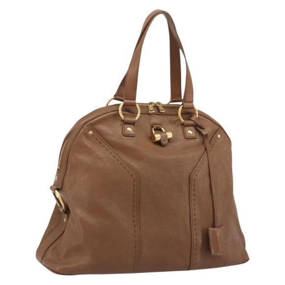 SAINT LAURENT Muse Shoulder Bag Leather Brown Gold 153959 Auth bs34214