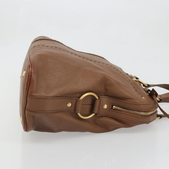 SAINT LAURENT Muse Shoulder Bag Leather Brown Gold 153959 Auth bs34214
