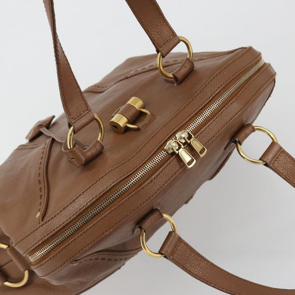 SAINT LAURENT Muse Shoulder Bag Leather Brown Gold 153959 Auth bs34214