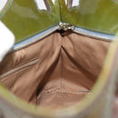CARTIER Marcello Hand Bag Patent leather Green Silver Auth bs34215-18