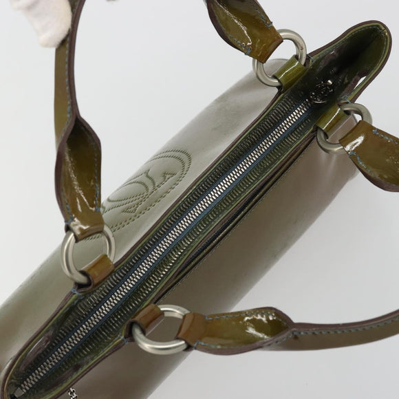 CARTIER Marcello Hand Bag Patent leather Green Silver Auth bs34215
