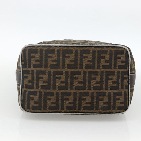 FENDI Zucca Canvas Hand Bag Brown Black Auth bs34216