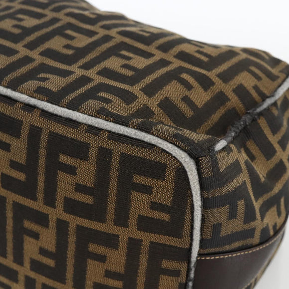 FENDI Zucca Canvas Hand Bag Brown Black Auth bs34216