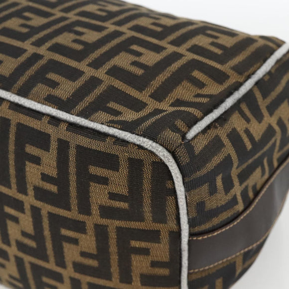 FENDI Zucca Canvas Hand Bag Brown Black Auth bs34216