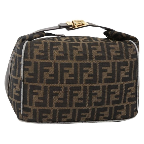 FENDI Zucca Canvas Hand Bag Brown Black Auth bs34216