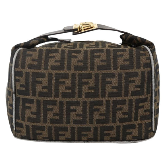 FENDI Zucca Canvas Hand Bag Brown Black Auth bs34216