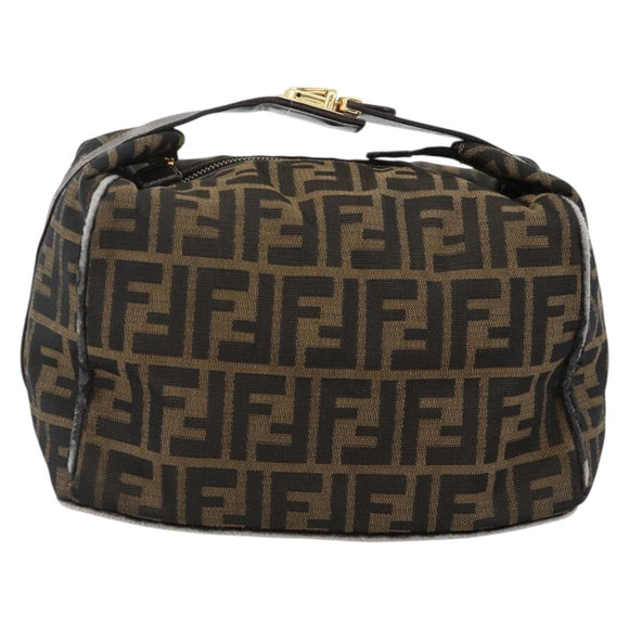 FENDI Zucca Canvas Hand Bag Brown Black Auth bs34216