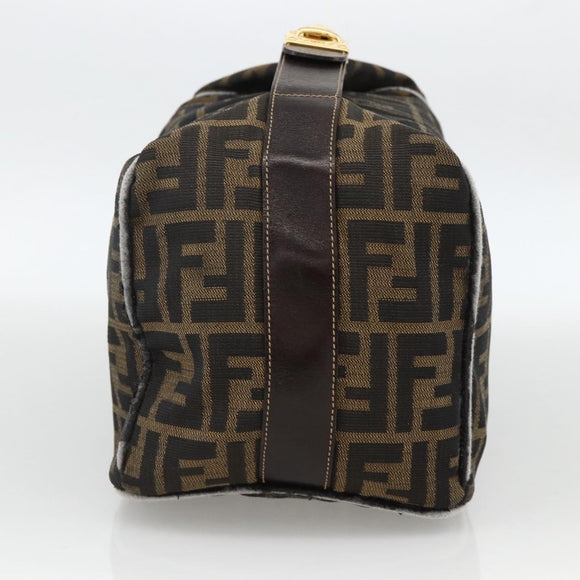 FENDI Zucca Canvas Hand Bag Brown Black Auth bs34216