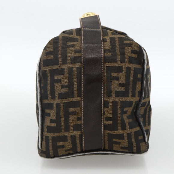 FENDI Zucca Canvas Hand Bag Brown Black Auth bs34216
