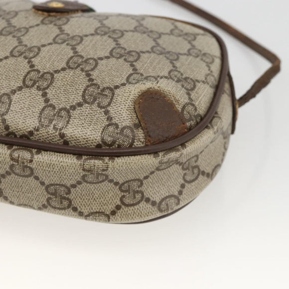 GUCCI GG Supreme Web Sherry Line Bag PVC Beige Gold 156 02 066 Auth bs34217