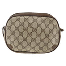 GUCCI GG Supreme Web Sherry Line Bag PVC Beige Gold 156 02 066 Auth bs34217-2
