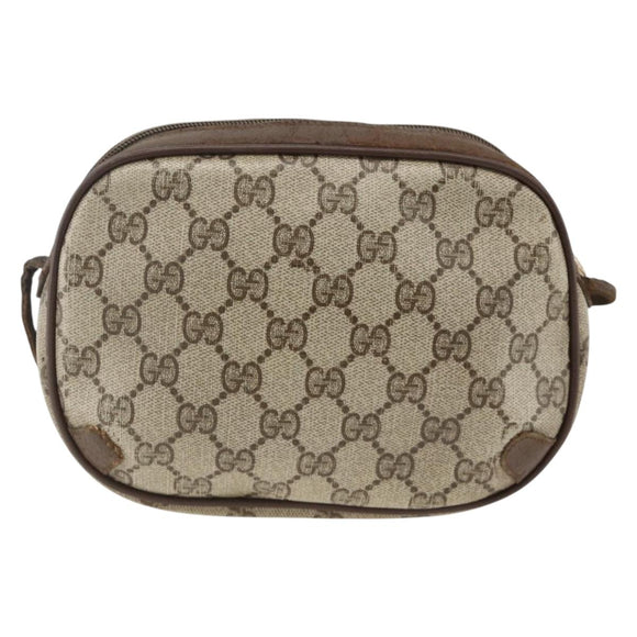 GUCCI GG Supreme Web Sherry Line Bag PVC Beige Gold 156 02 066 Auth bs34217