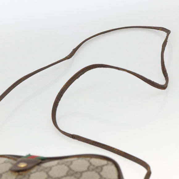 GUCCI GG Supreme Web Sherry Line Bag PVC Beige Gold 156 02 066 Auth bs34217