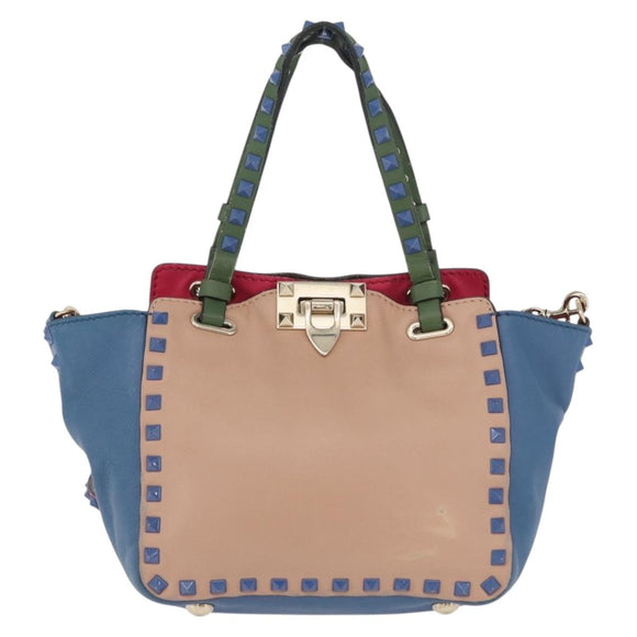 VALENTINO Hand Bag Leather 2way Multicolor Gold Auth bs34219A