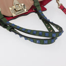 VALENTINO Hand Bag Leather 2way Multicolor Gold Auth bs34219A-8