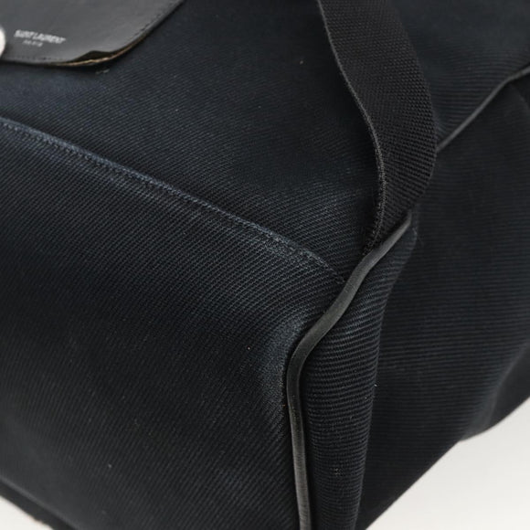 SAINT LAURENT Rucksack Canvas Schwarz Silber Auth bs34220