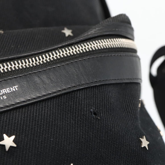 SAINT LAURENT Rucksack Canvas Schwarz Silber Auth bs34220