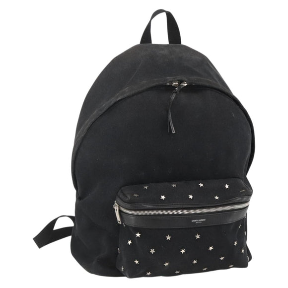 SAINT LAURENT Rucksack Canvas Schwarz Silber Auth bs34220